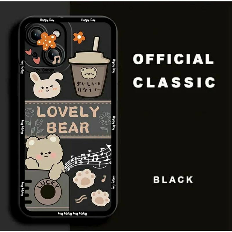 Soft Case Black Motif Lovely Bear - Realme C30 C31 C33 C35 C55 Casing Pro Camera Motif