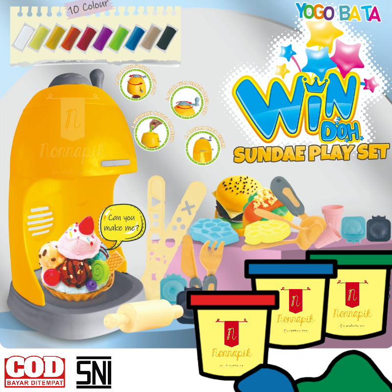 Mainan edukasi anak mesin lilin cetakan es krim play fun doh set machine color ice cream