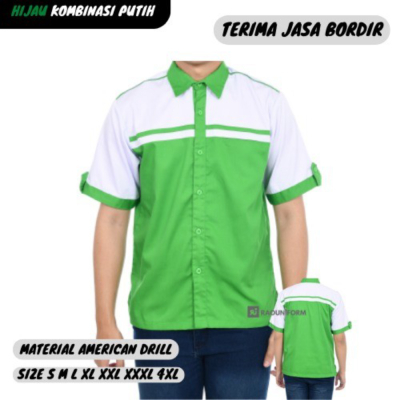 seragam putih uniform/kemeja kerja pria/kemeja Seragam casual - S Dijual Hijau kerja Murah