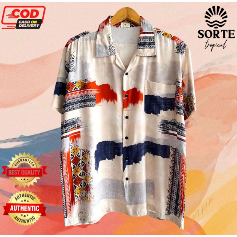 Baju Kemeja Pantai Hawaii Pria Wanita Casual Unisex Tropical Rayon Katun