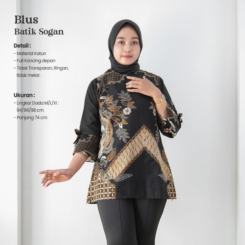 Blua Motif Batik Sogan Lengan Panjang - Naira Batik