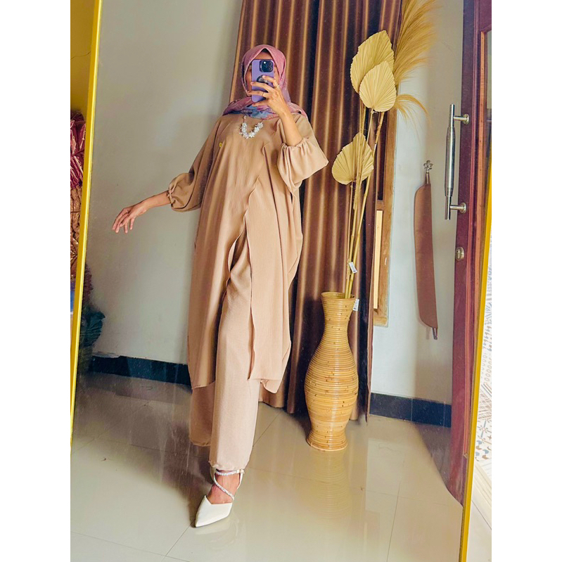 Oneset Mecca / Oneset Tunik / Oneset Long Tunik Oversize Crinkle Airflow