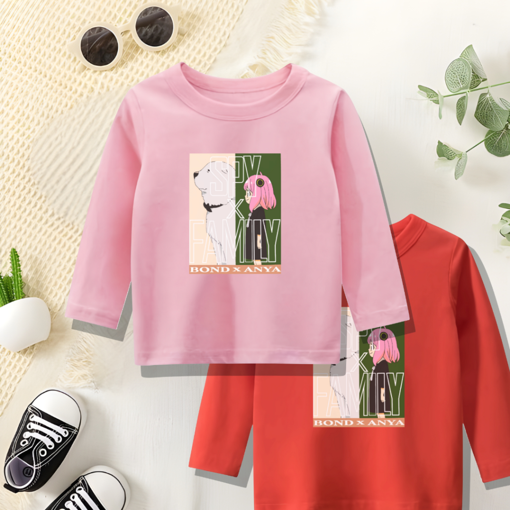 BAju Kaos Spy X Family Uniqlo Anak Kaos Anya Uniqlo Anak Perempuan Lengan Panjang Kaos DIstro Import
