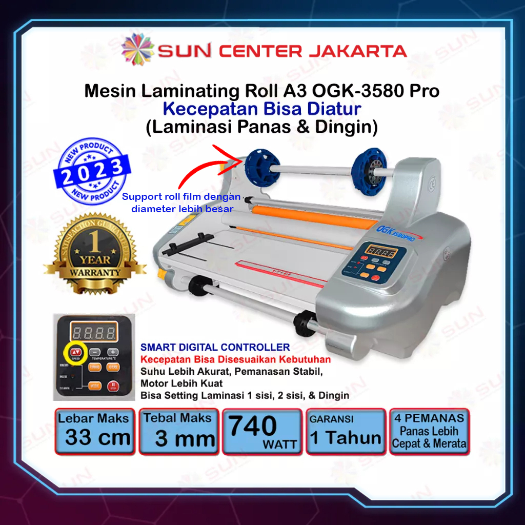 

Mesin Laminasi / Laminating Roll A3+ FM3510 / FM/OGK3580 Hot ( Panas ) dan Cold ( Dingin )