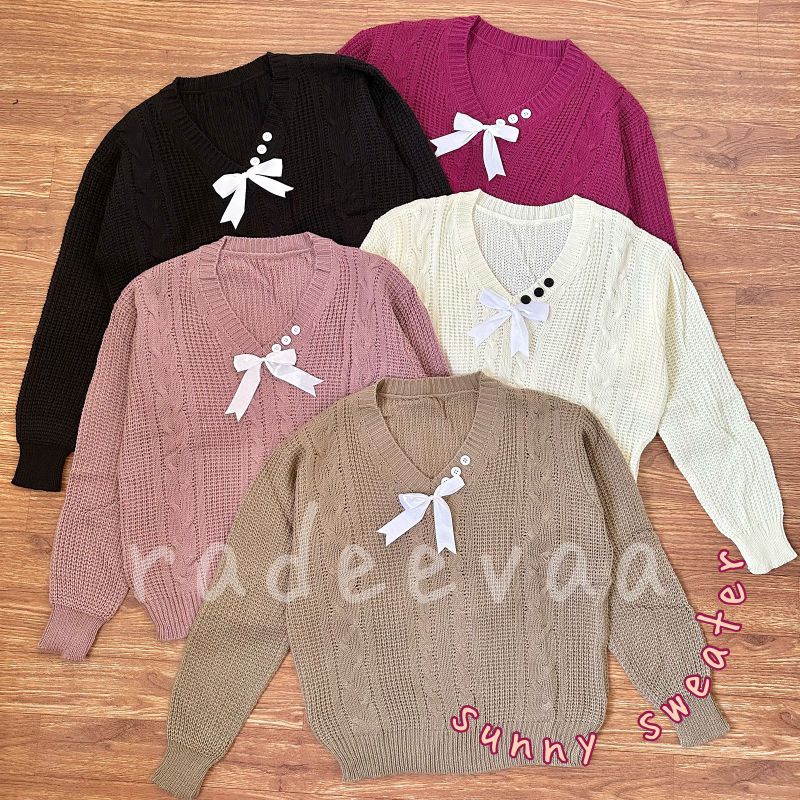 SWEATER RAJUT SUNNY CABLE PITA KOREAN STYLE GIRLY LOOK