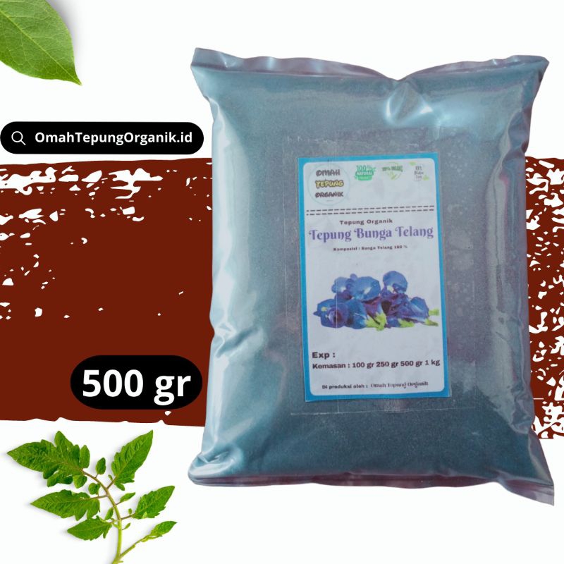 Bubuk Bunga Telang kemasan 500 gram/Tepung Bunga Telang kemasan 500 gram/Serbuk Bunga Telang kemasan