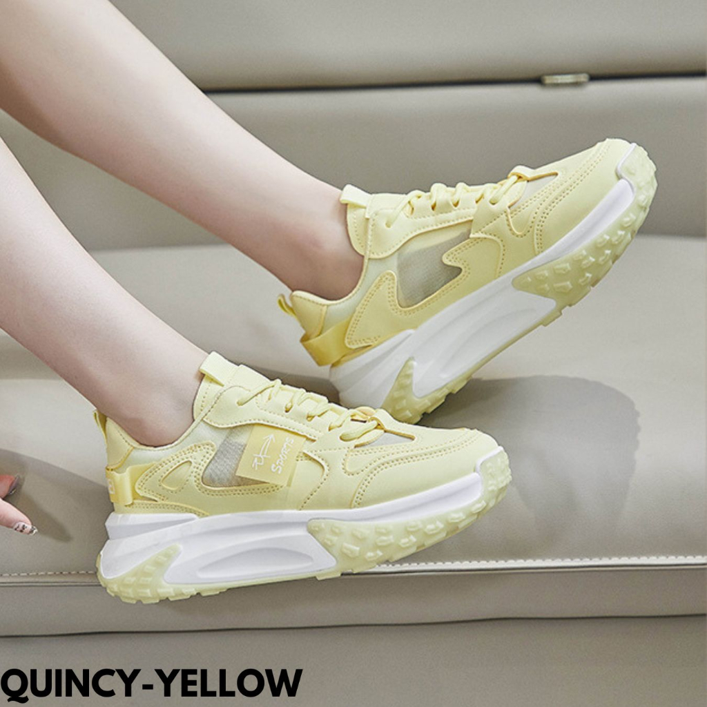 SEPATU SNEAKERS WANITA HIGHCUT KEREN NYAMAN BAGUS BAHAN PU IMPORT QUINCY