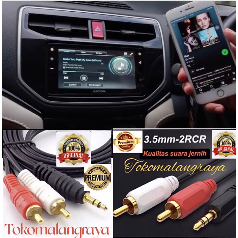 kabel audio hp ke speaker/kabel aux to rca/kabel 1 ke rca 2