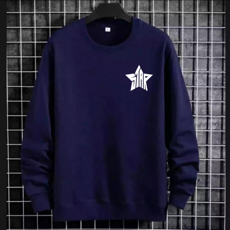 Sweater tshirt pria lengan panjang sweatshirt cowok fleece atasan laki dewasa star