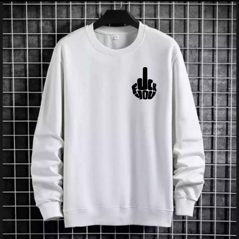 Sweater tshirt pria lengan panjang sweatshirt cowok fleece atasan laki dewasa f you