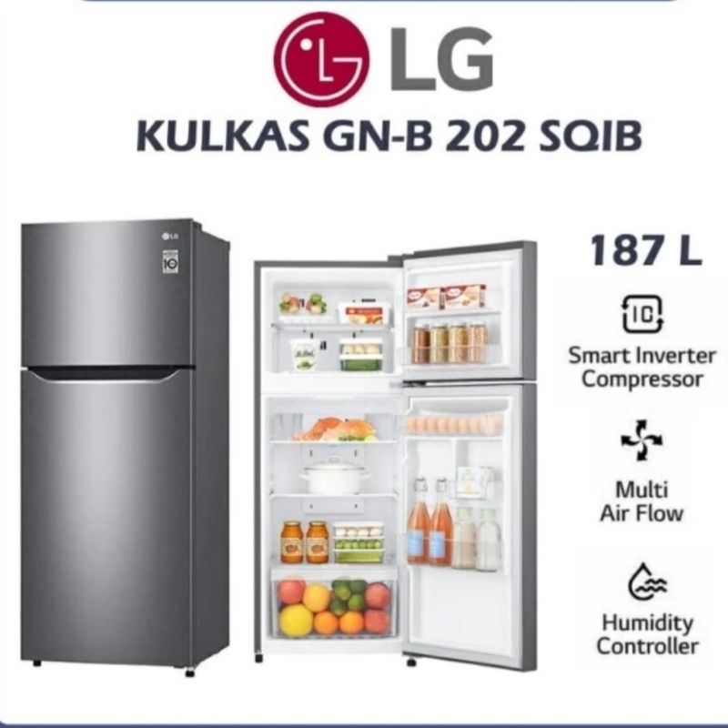 kulkas lg smart inverter kompresor 202lt GN B202SQIB garansi 10 tahun