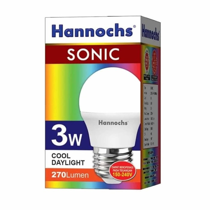 LAMPU LED HANNOCHS SONIC 3 WATT BOHLAM LED HANNOCHS 3watt CAHAYA PUTIH  HANNOCHS SONIC