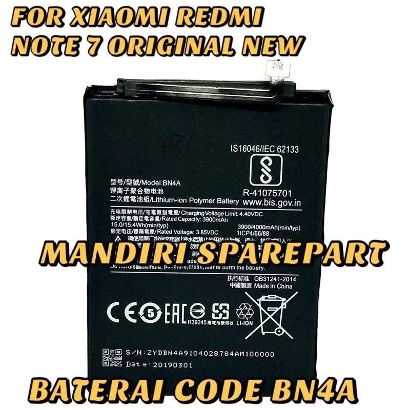 Baterai batre xiaomi redmi note 7 bn4A baterai batre xiaomi bn4a 100%