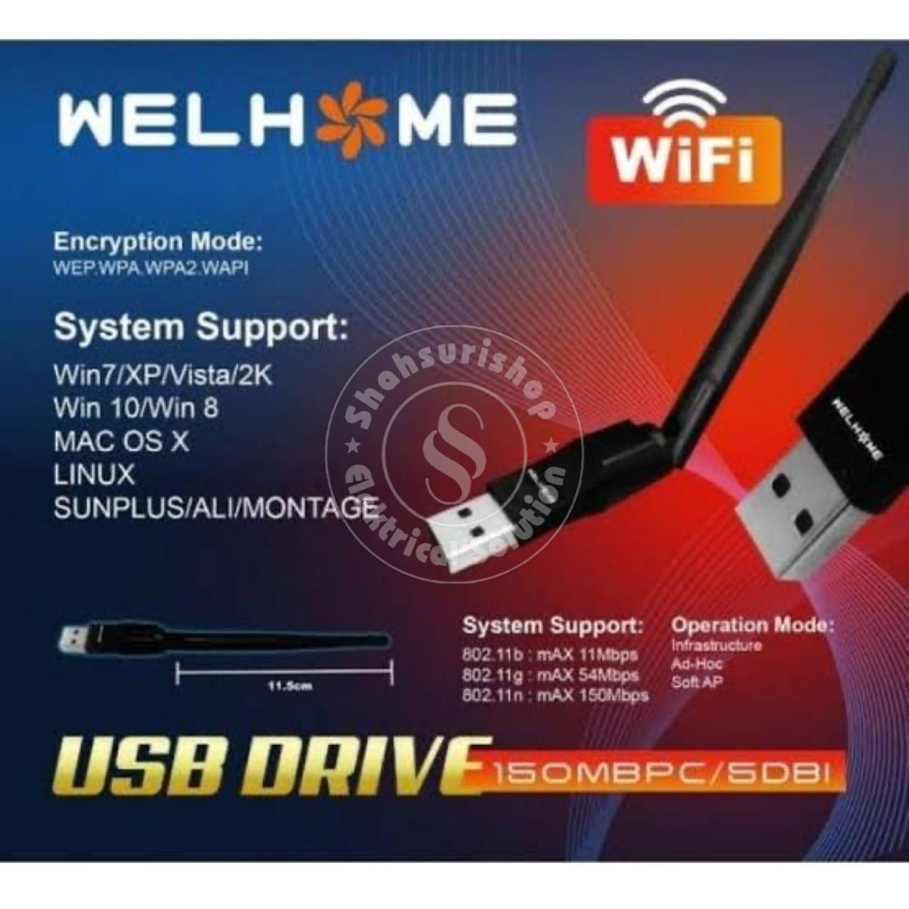 WELLHOME DONGLE STB WIFI UNIVERSAL USB DRIVE 150MBPS