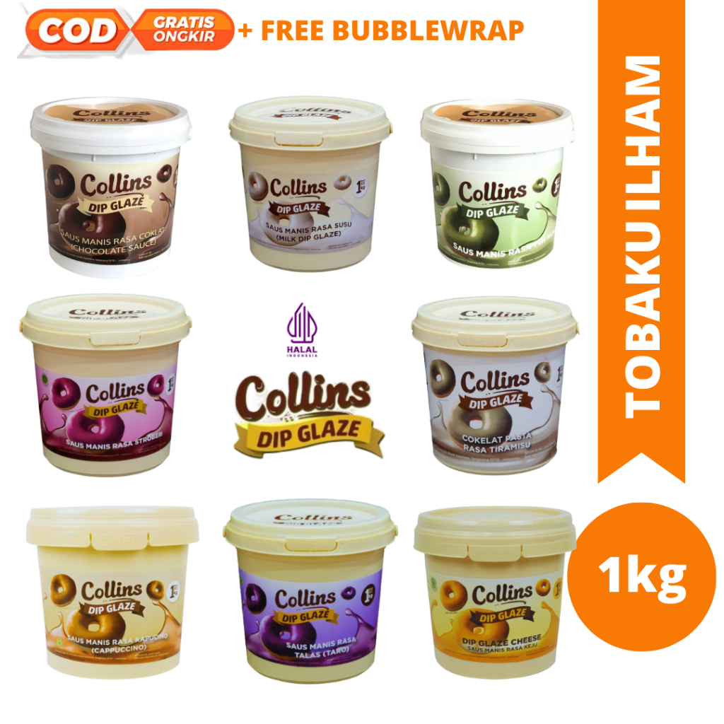 

Goldenfil Collins Dip Glaze 1 kg Topping Kue Donut Pisang