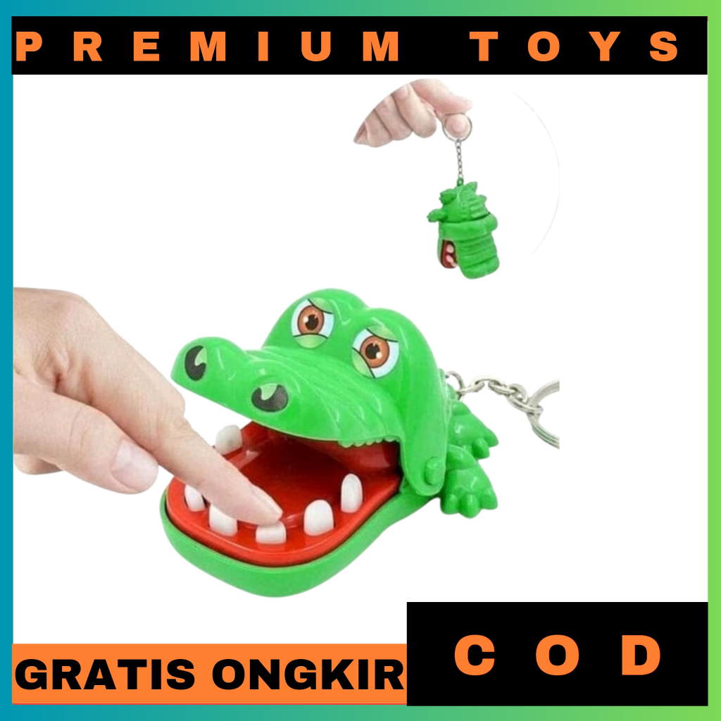 PROMO (COD) MU08 Gantungan kunci buaya gigit bisa gigit Mainan crocodile dentist bite buaya kecil Ma