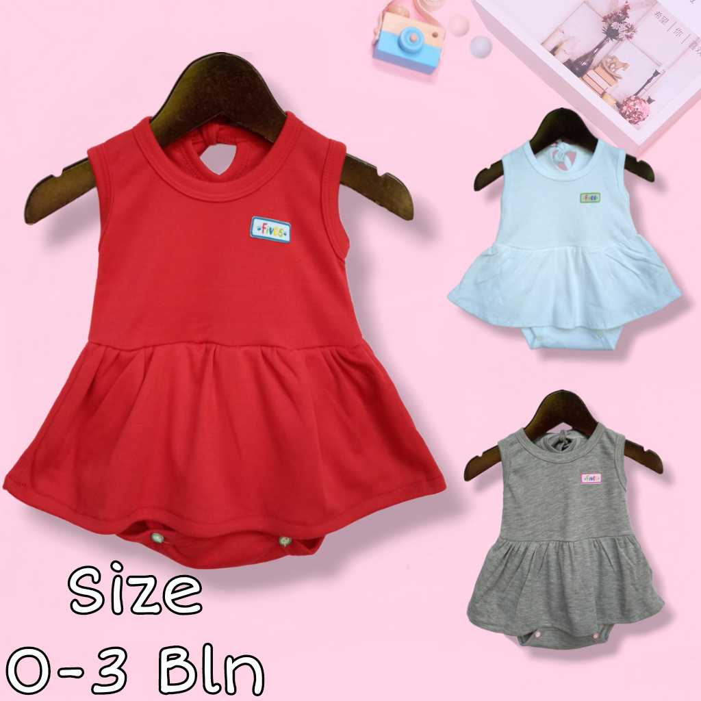 23407  - DRESS BAYI PEREMPUAN POLOS BAJU ANAK CEWEK DRES BABY NEW BORN PAKAIAN WANITA USIA 0 SAMPAI 