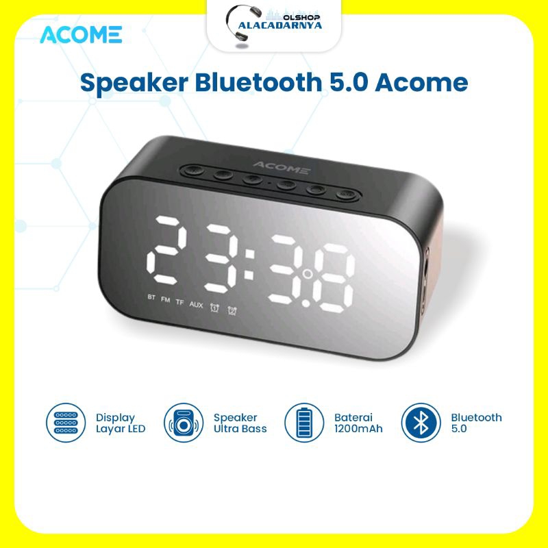 SPEAKER JAM DIGITAL MULTIFUNGSI BLUETOOTH MUSIK ALARM THERMOMETER ACOME A5 ORIGINAL GARANSI