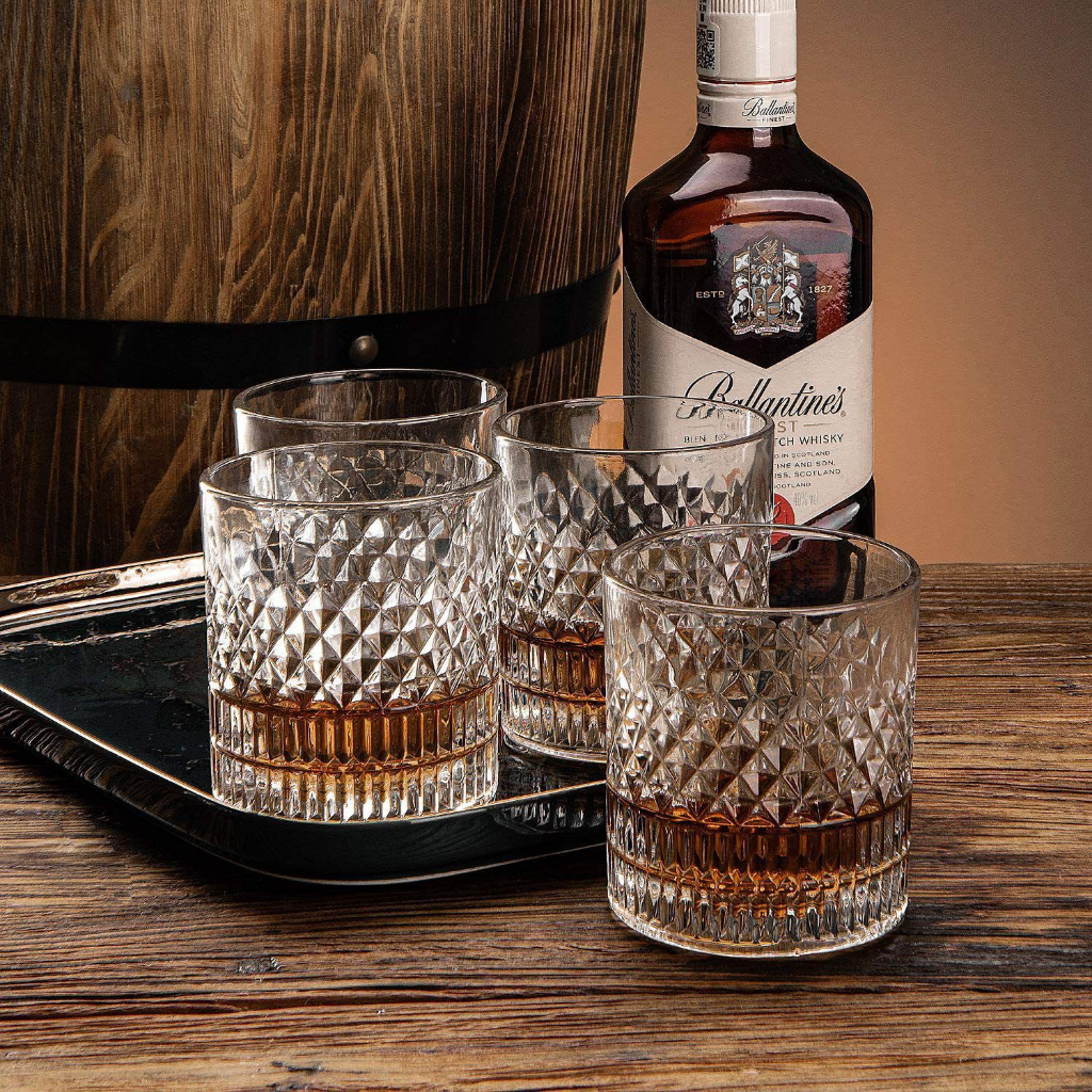 ASHOME gelas cangkir kaca whisky dan wine elegant motif kristal segitiga mewah / glass wine and whisky elegant