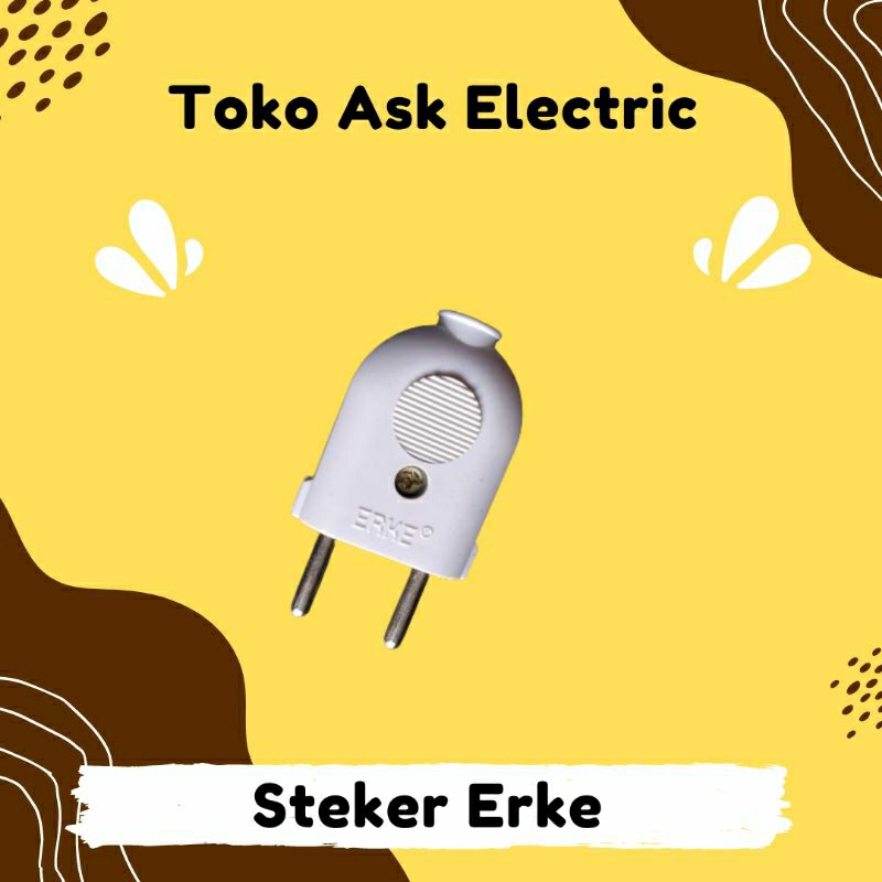 Steker Gepeng Erke /Terminal Asli Kuningan/Colokan/Steker Gepeng/Erke Putih/Steker Asli Kuningan