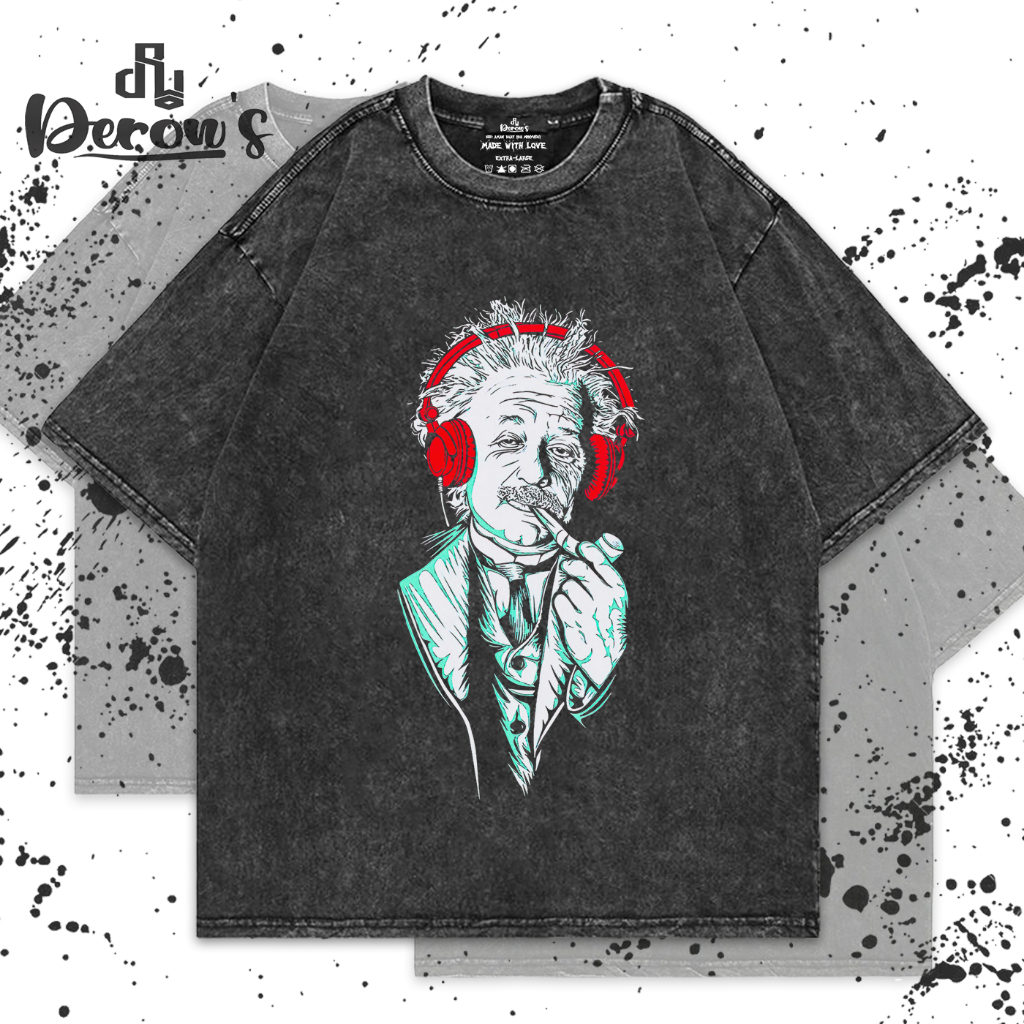 Baju Oversize Washing  Albert Einstein Relaxed | Derows Warfield Tshirt Washed Stone Albert Einstein