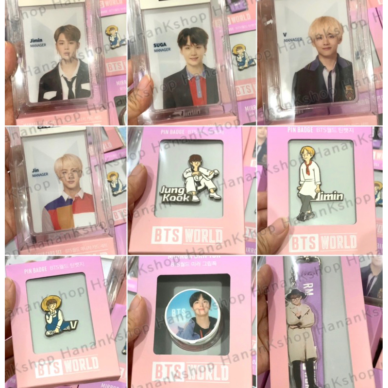 [READY STOCK] BTS World Merch : Manager Card Lanyard, Keyring / Keychain, Mirror Griptok, Enamel Pin