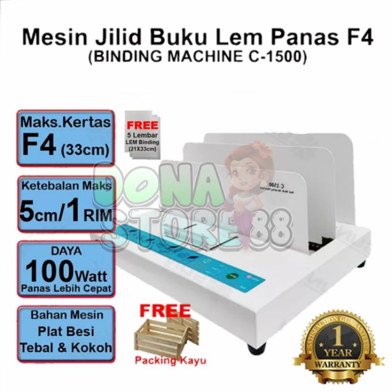 

Mesin Jilid Buku Folio A4/F4 Soft Cover-Hard Cover Premium Quallity | Mesin Binding C-1500 Pro