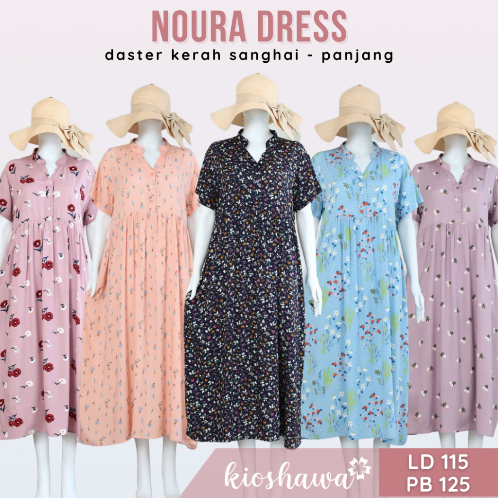 NOURA DRESS . Daster Kerah Sanghai Homedress Kekinian Cantik Berkualitas Murah . HD 22 Zanuba Home D