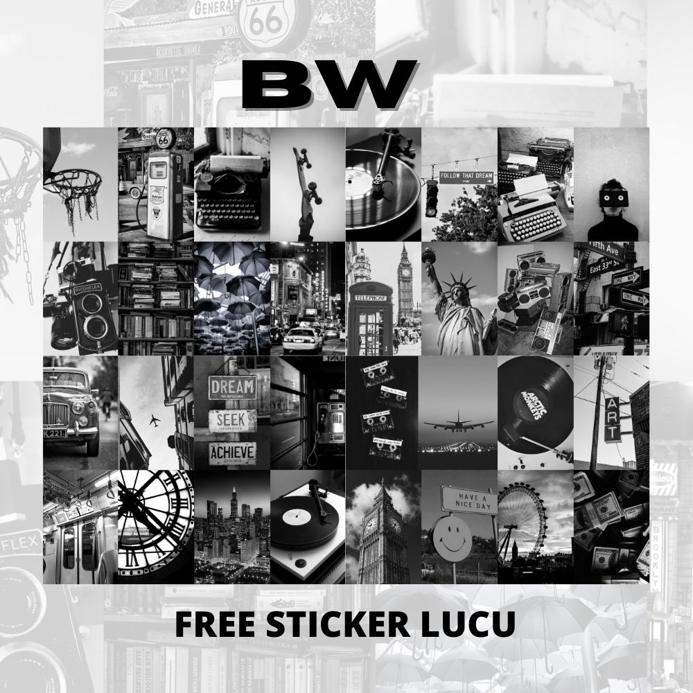 Poster dinding kamar aesthetic tema hitam putih