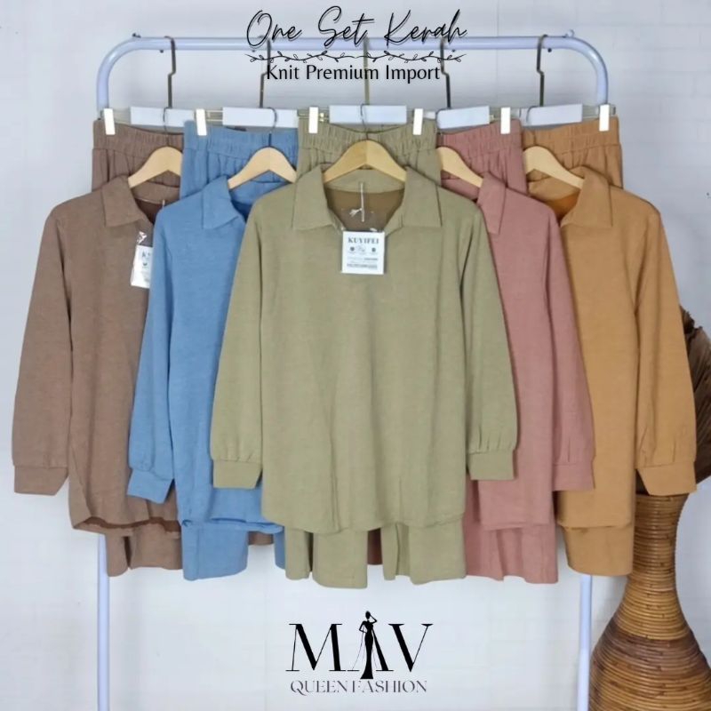 One set kerah/setelan wanita/one set wanita/setelan knit/setelan rajut/baju rajut/baju rajut celana 