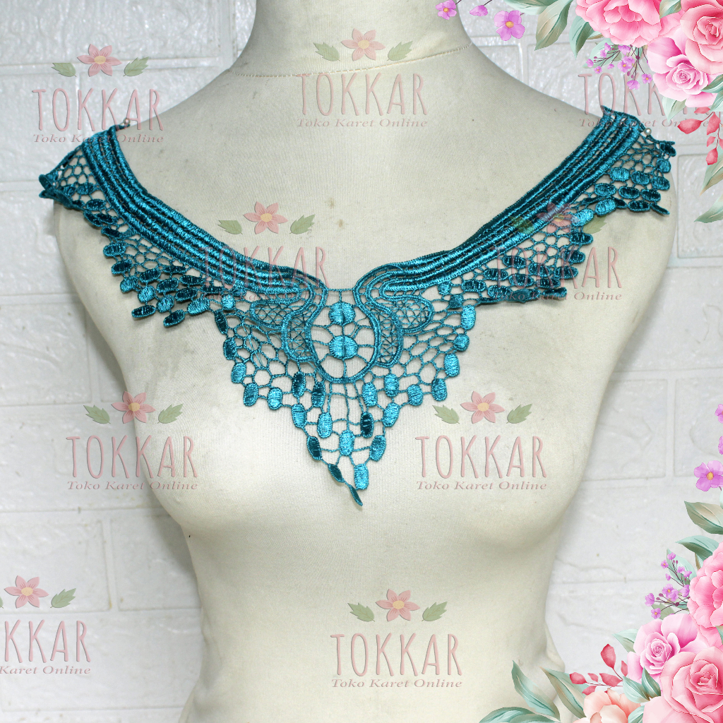 (Per Pcs) AP428 Aplikasi Leher / Kerah Bordir Tempel Cantik Tosca