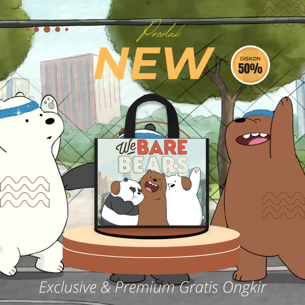 

TAS ULTAH TAS MIKA PVC BAG GOODIE BAG ULTAH MURAH SOUVENIR WE BARE BEARS / CUSTOM BAG KIDS