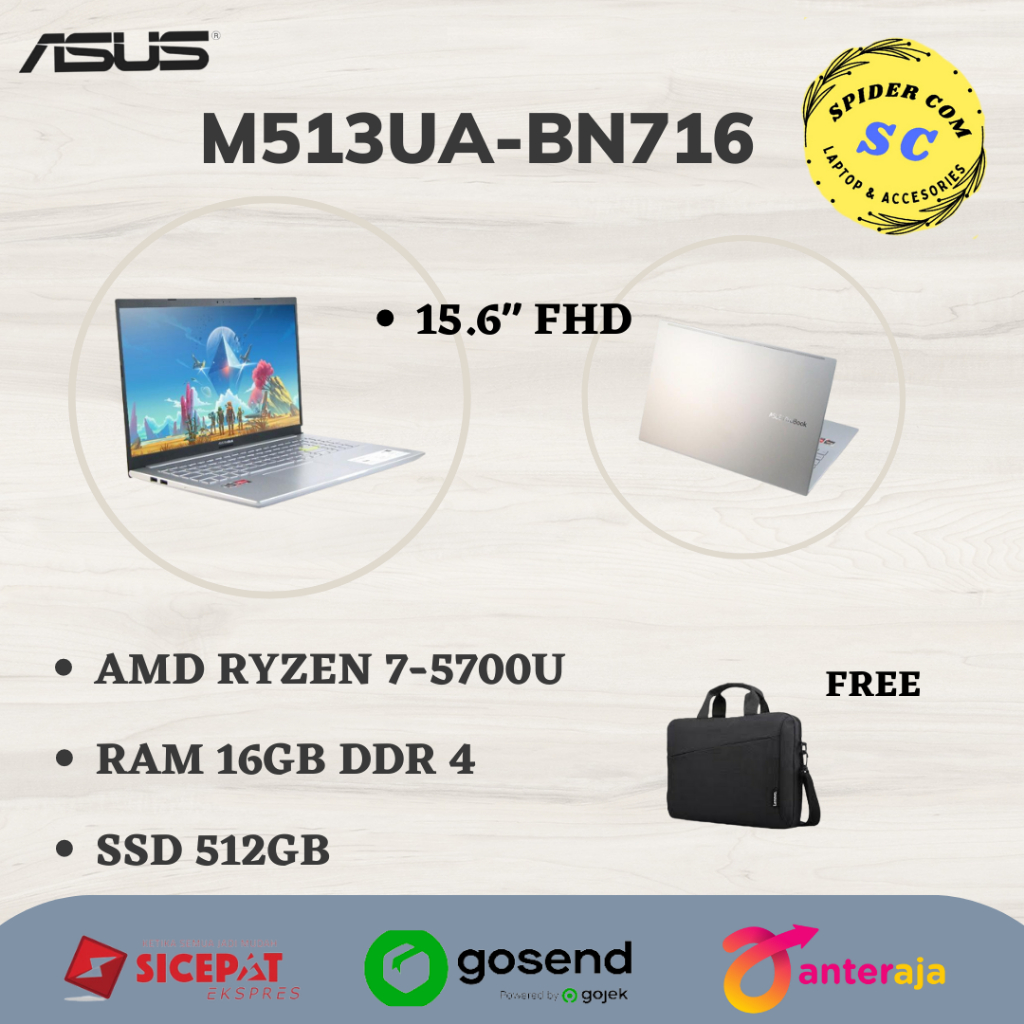 ASUS VIVOBOOK M513UA-BN716|RYZEN 7-5700U/16 GB/512GB/15.6" FHD