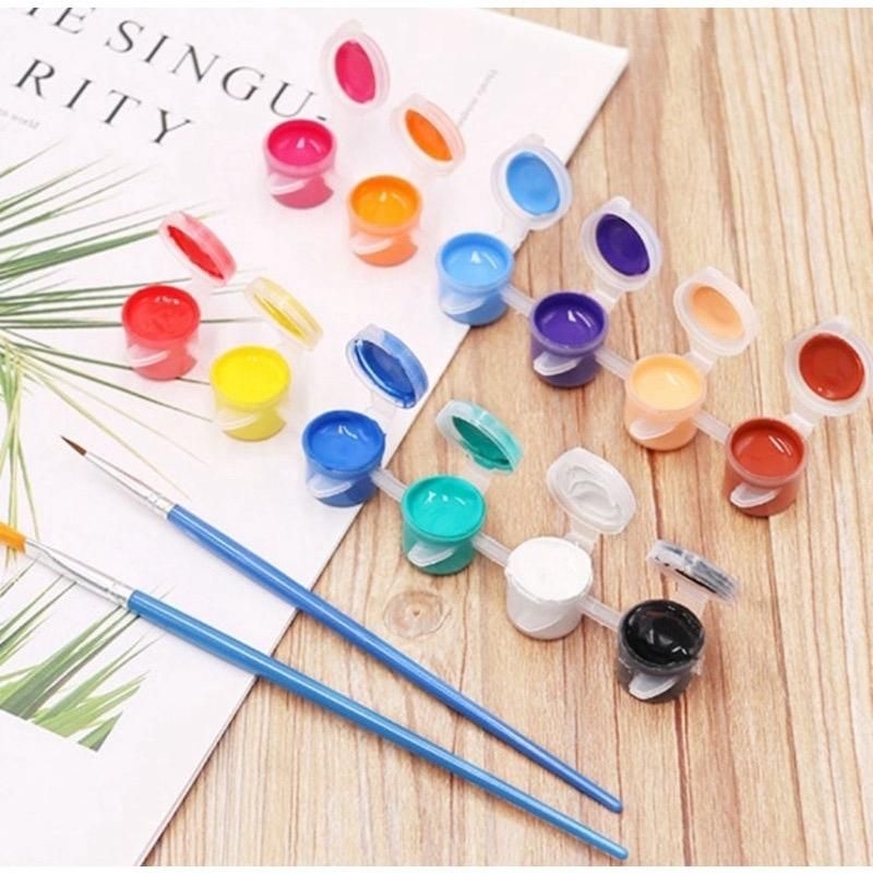 

FREE KUAS Cat akrilik set 12 warna / cat air warna anak melukis mewarnai kanvas acrylic