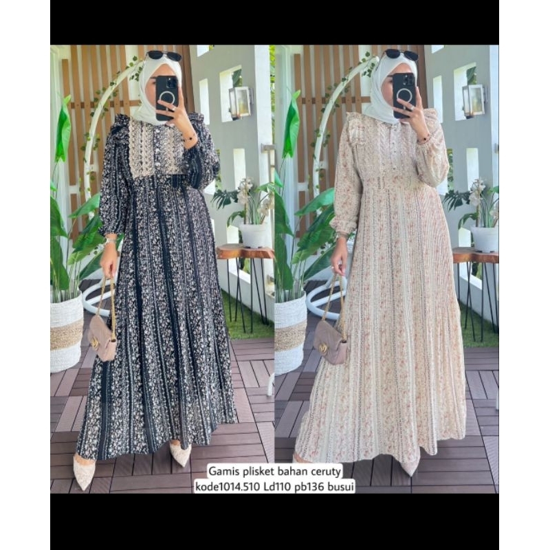 gamis plisket ceruty