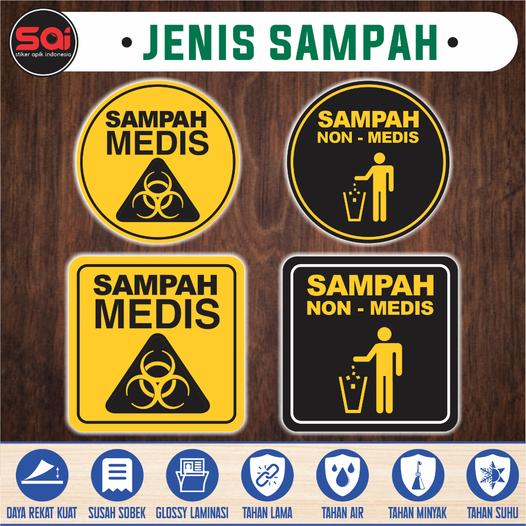 

stiker vinyl anti air SAMPAH MEDIS & NON MEDIS laminasi glossy