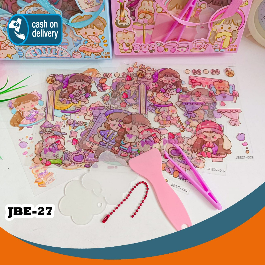 

STIKER SET JBE-27 JOBAER TERMURAH GANTUNGAN KUNCI PINSET PERATA STICKER Daily Manual Cute Pattern Decorative Tape Sticker Gift CRAFT COD
