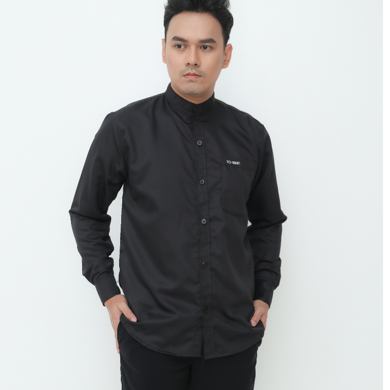 Baju Koko Pria Dewasa Lengan Panjang Hitam