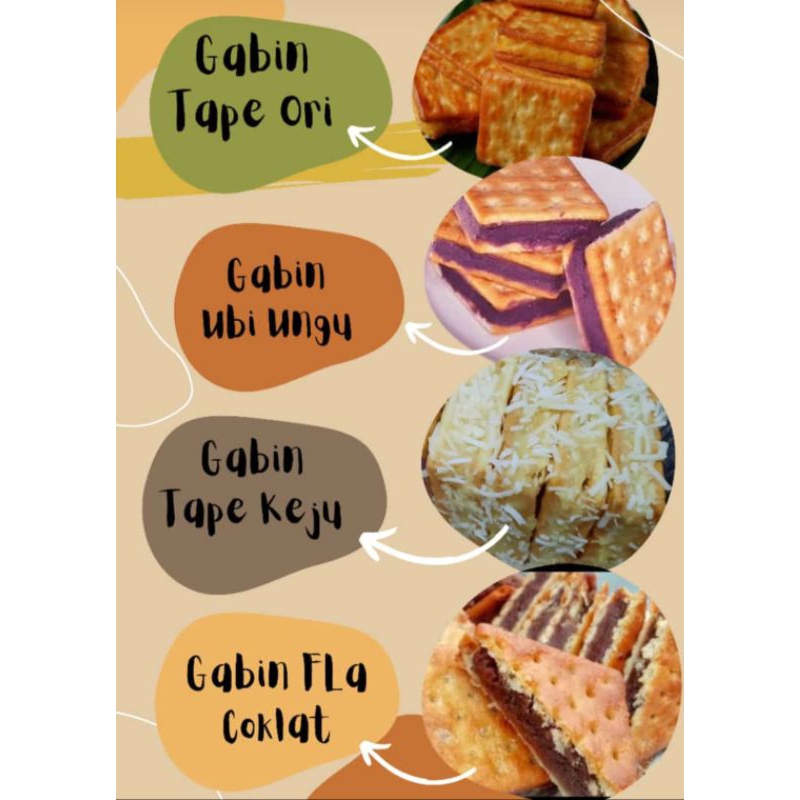 

Kue gabin frozen aneka rasa Tape/fla coklat/Tape keju/fla ubi ungu