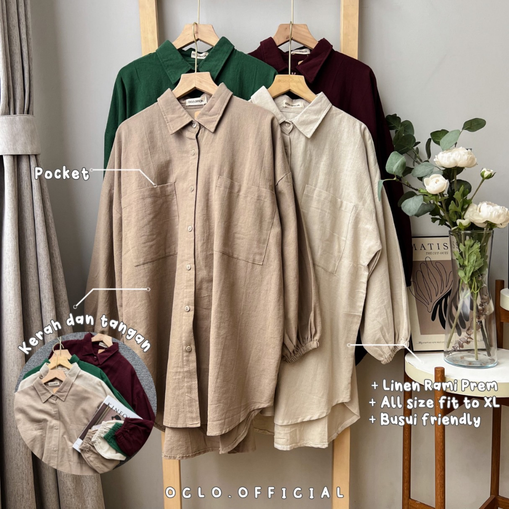 Oclo | Exsa Shirt Pocket Kemeja Basic Pocket Oversize