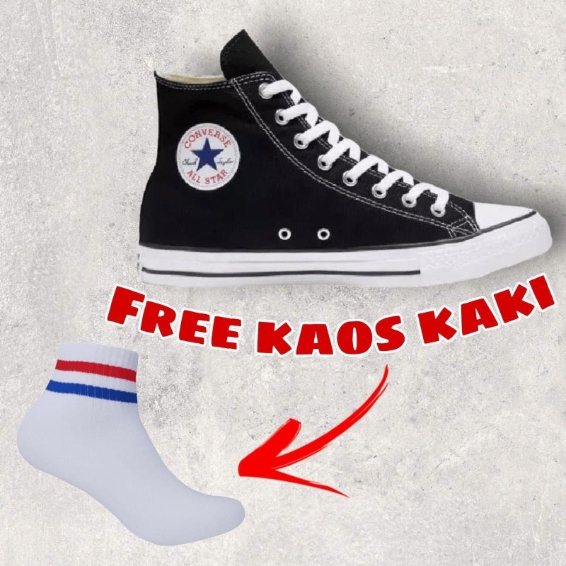 (Free Kaos Kaki)SEPATU CONVERSE 70S HIGH QUALITY BLACK WHITE TERLARIS(C.BOOT)