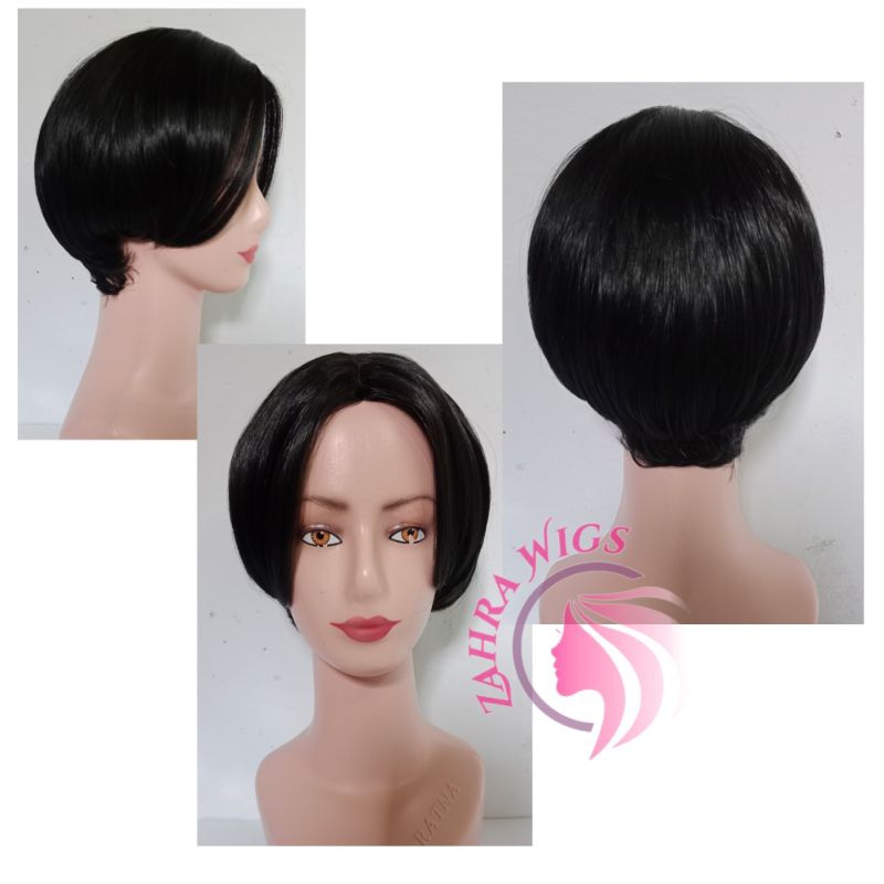 Wig Pria Rambut Pendek Belah Tengah Paten