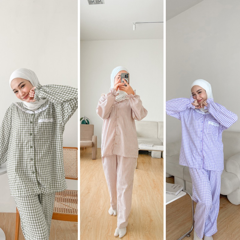 BAJU TIDUR PIYAMA WANITA KOREA SATU SET ALLSIZE FIT TO L