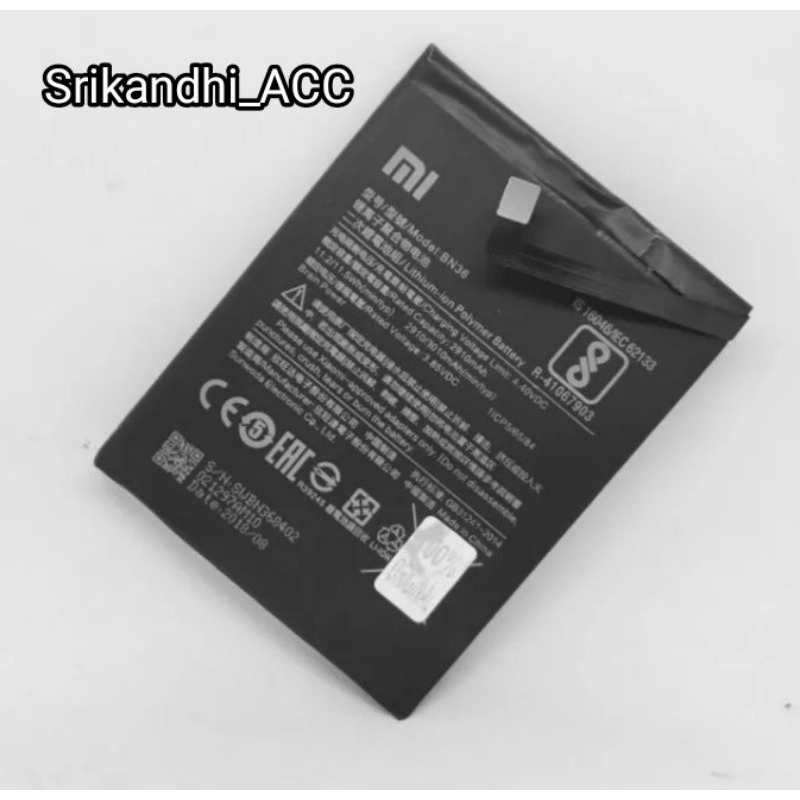 Battery Batre Xiaomi Redmi 6X Xiaomi Mi A2 Batrei BN36 Original 100% Batteray