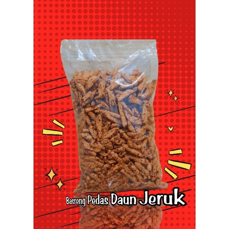 

Snack Basreng Pedas Bawang Putih Daun Jeruk Kriuk Jagongemil