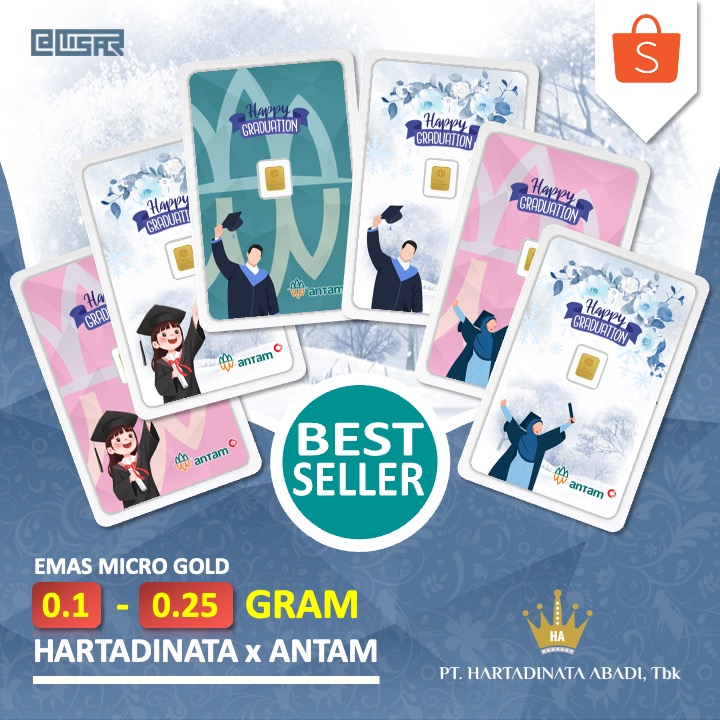 LM Logam Mulia Emas Hartadinata x Antam 0.1 - 0.25 gram 0,1 - 0,25 gr Kado Wisuda Gift Happy Graduat