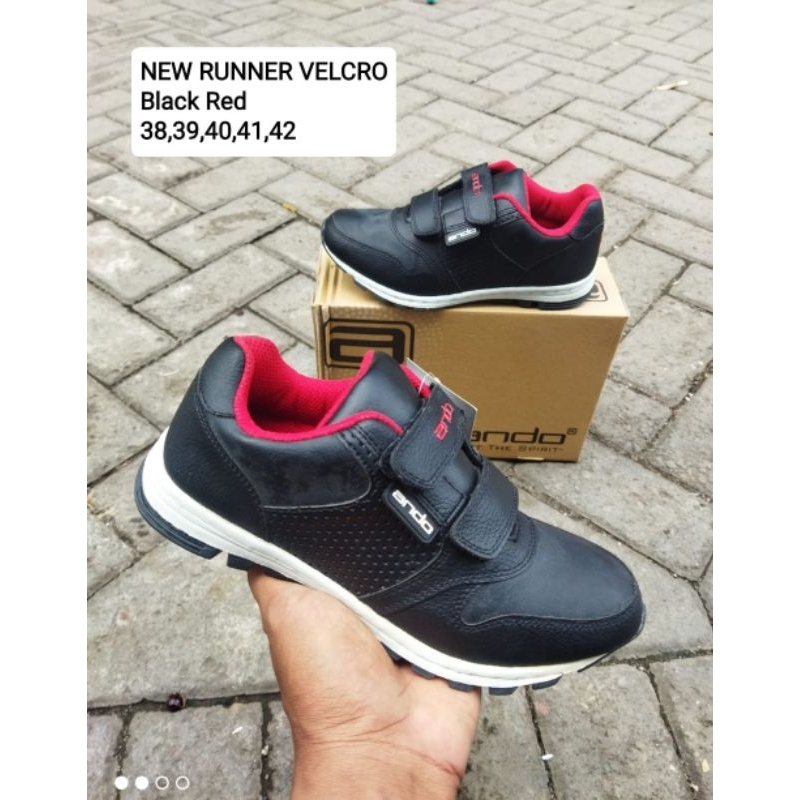 sepatu ando runner velcro pria keren