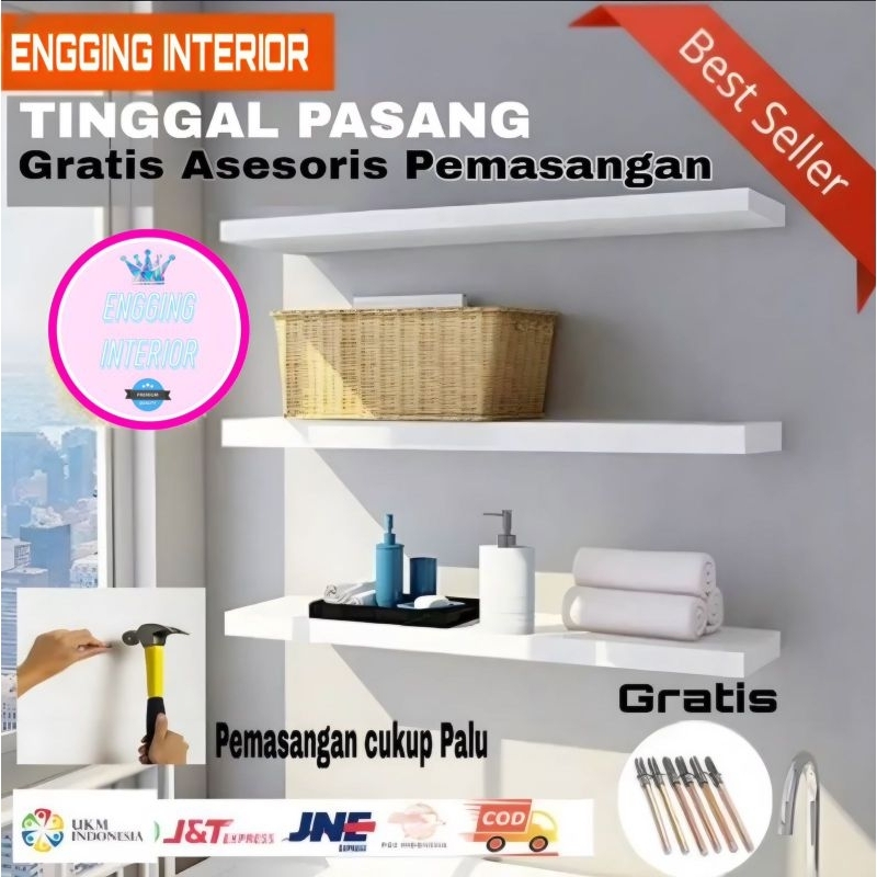 Papan ambalan rak dinding kayu Lebar 12 cm 60 50 40 30 20  melayang aesthetic gantung dekorasi rumah