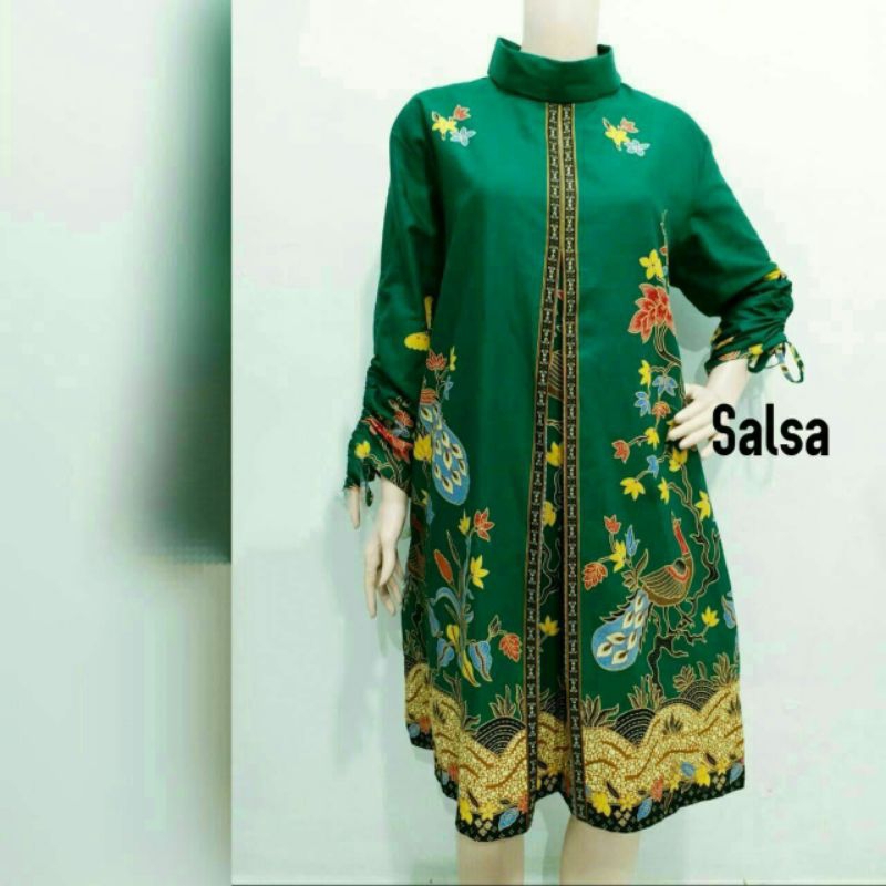 Tunik batik wanita lengan serut model kekinian