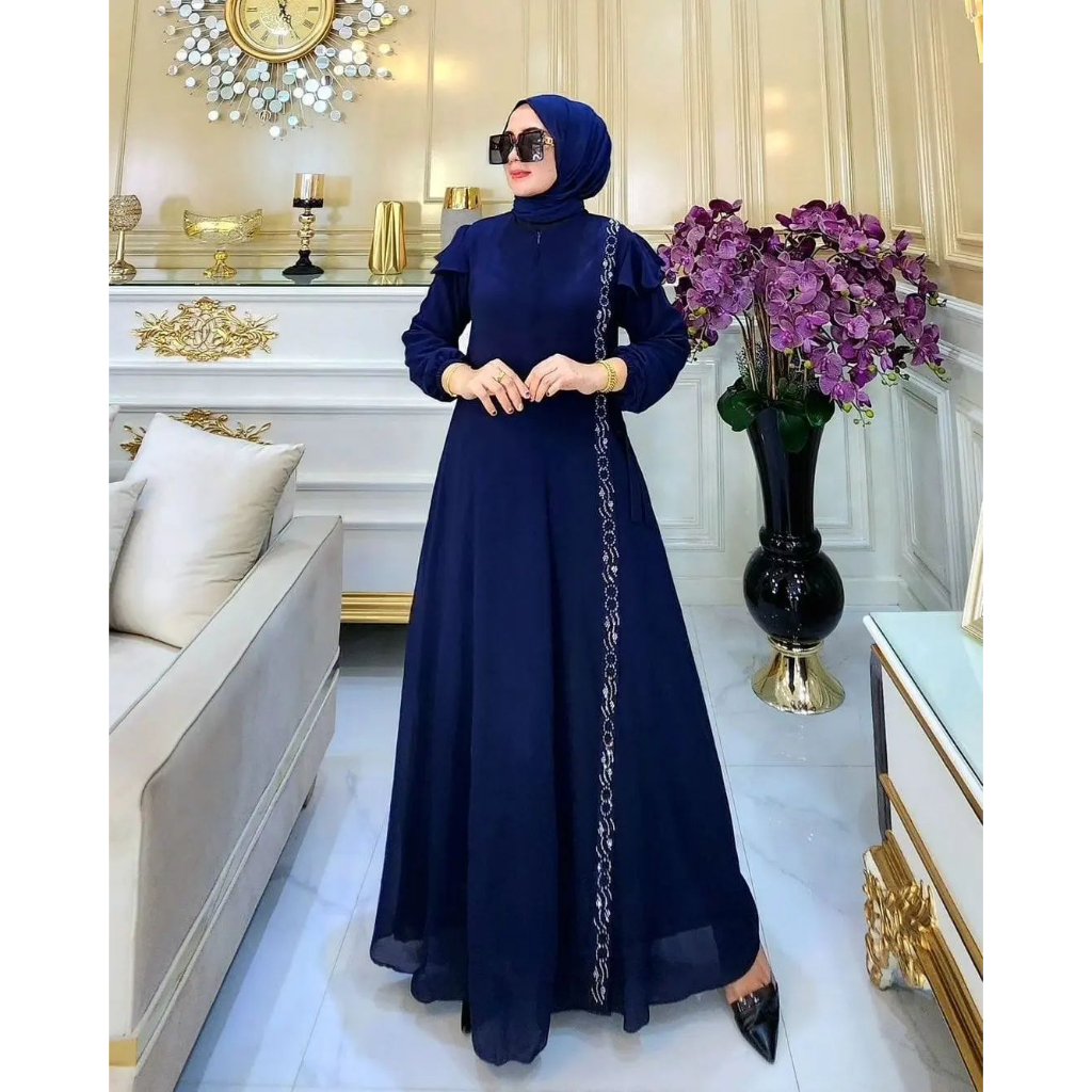 Gamis Abaya Turkey Davira Dress Ceruty Babydoll Full Furing Baju Wanita Gamis Kekinian Baju Kondangan Gaun Pesta Muslimah